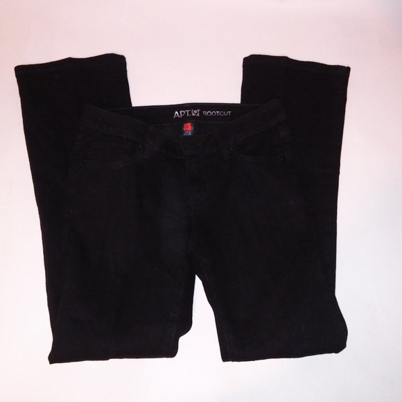 Apt 9 Jeans Womens Size 4 Petite 4P Bootcut Solid Black Denim Waist 15" Inseam 3 - Picture 2 of 11